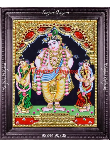 Vithobha Krishna Tanjore painting showing Vitthal posture with gold and traditional detailing